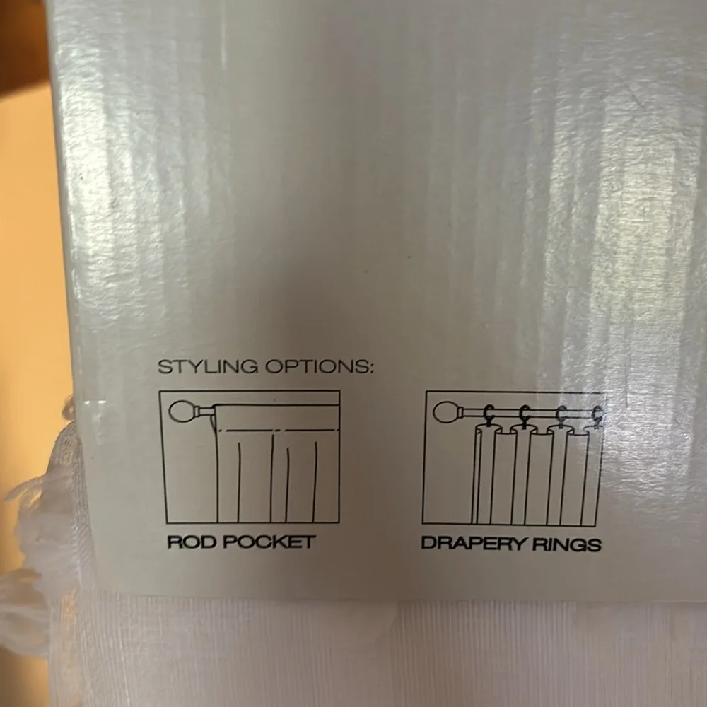 DKNY White sheer Curtain Panel Swiss dot.   2 panels 50in x  84in
